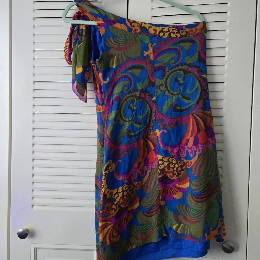 Trina Turk Banana Republic Coachella 100% Silk Off Shoulder Dress size 0 #216 - Picture 6 of 9